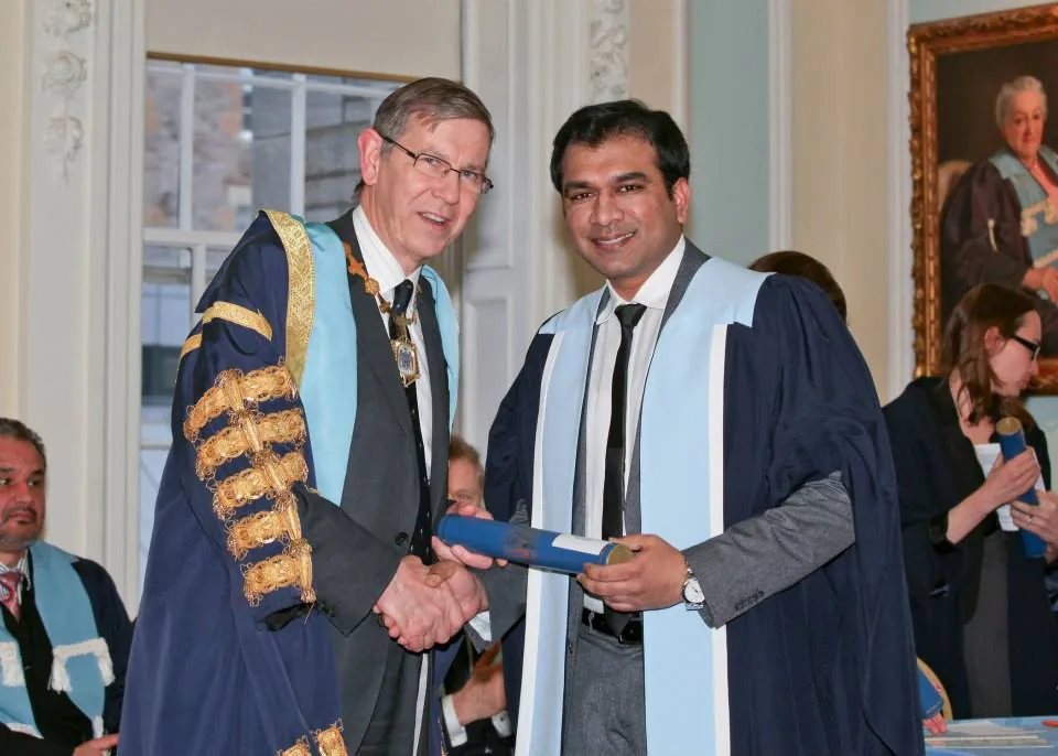 Dr Chetan M Dojode receiving the FRCS diploma at the Royal College of Surgeons of Edinburgh